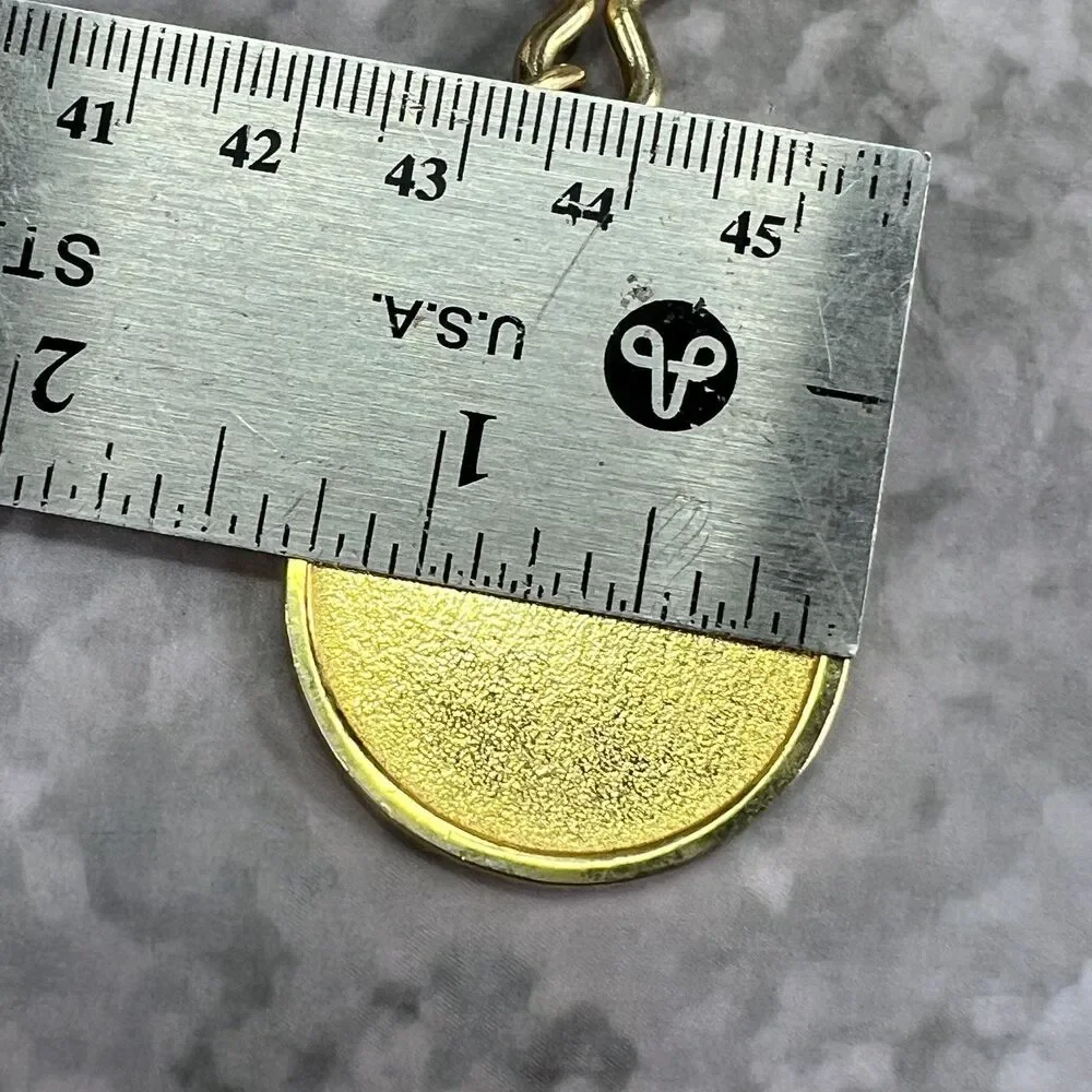Vintage USA Eagle Keychain American Flag Patriotic Enamel Gold Tone Keyring 1.25